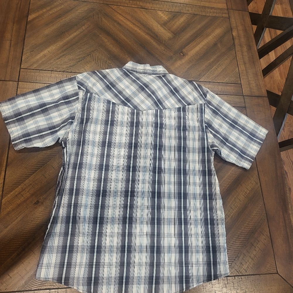 Men's Dickies plaid short sleeve button down Large blue, white, grey - Picture 4 of 4